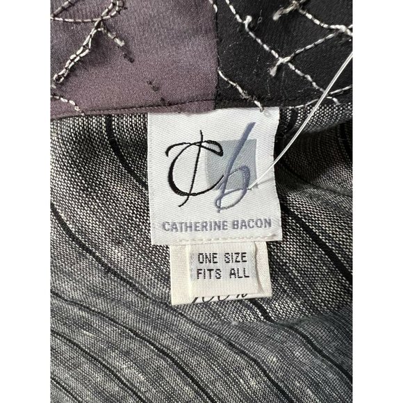 Catherine Bacon Womens Oversized Jacket Coat Black White Stripe Zip One Size - Picture 11 of 12